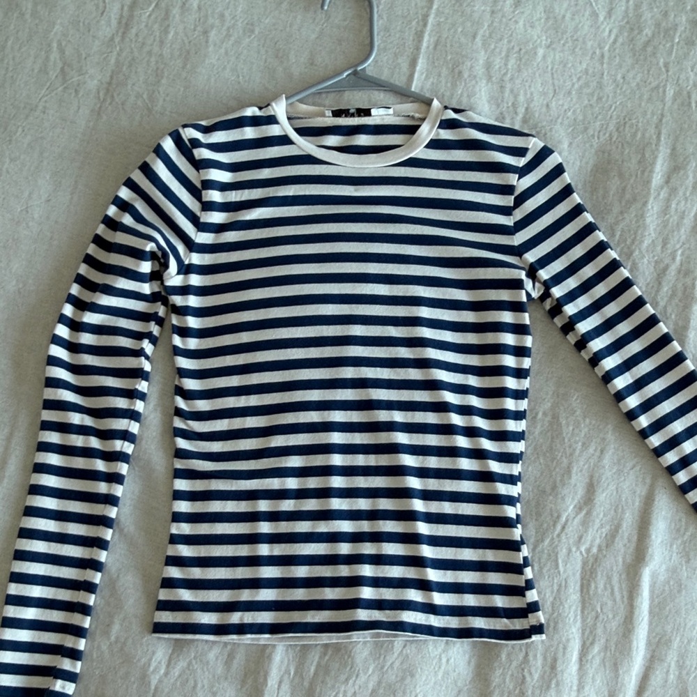 Striped Long Sleeve Top - Navy and White
